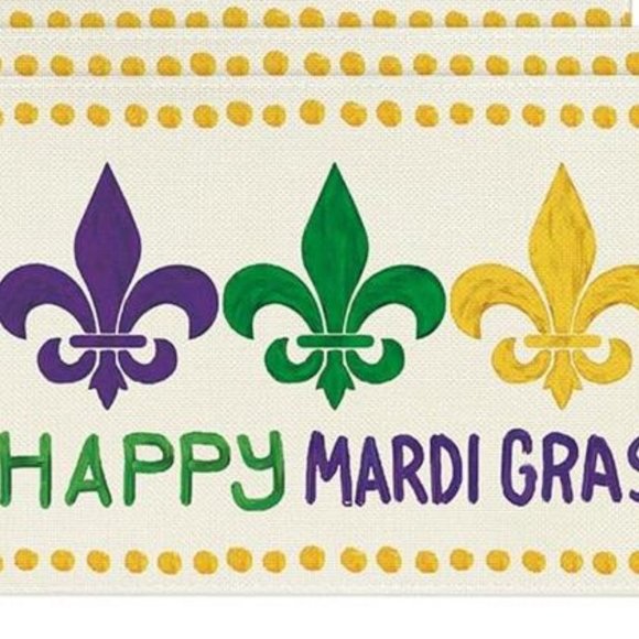 Mardi Gras Table Placemats Fleur De Lis Party Decorations Dining Cloth Mats Set - Picture 4 of 6